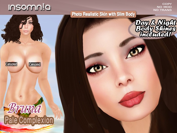 insomn!a - Bruna [Skin][Pale][Slim][Photo Realistic] + Bruna Shape included for limited time only *Promo*