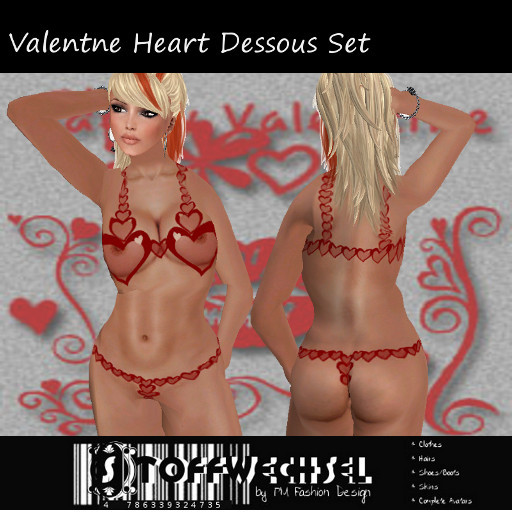 [Stoffwechsel] Valentines Dessous Heart Set red white