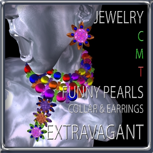 EXTRAVAGANT FUNNY PEARLS collar & earrings