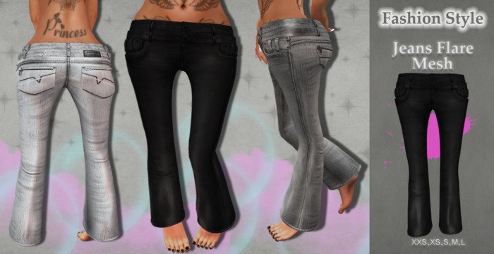 *Fashion Style* Jeans Flare Mesh Black