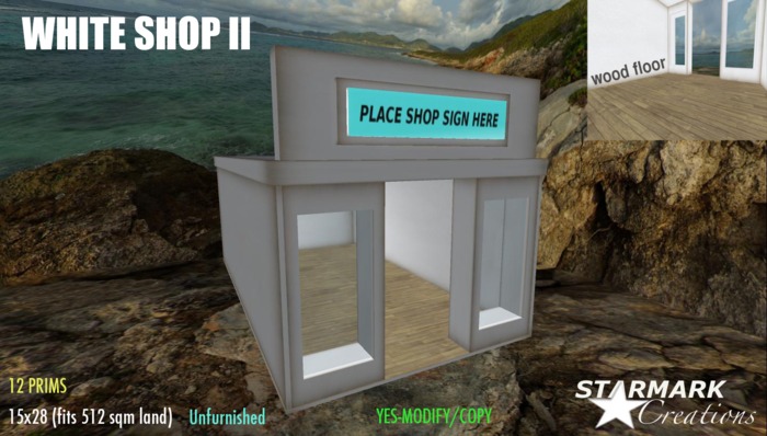 White Shop II with nice wood floor from STARMARK CREATIONS -- promo price --