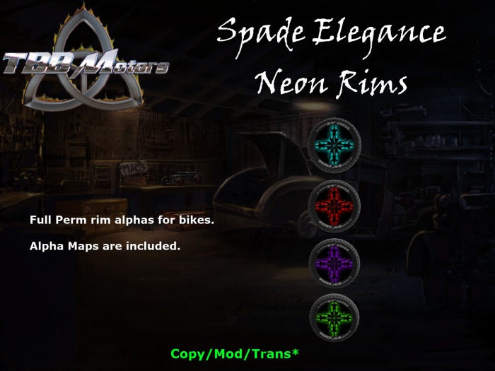 TBB Spade Elegance Neon Rims - Custom Motorcycle Parts