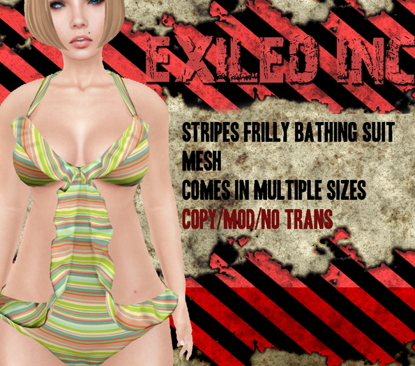 [Exiled Inc.] Stripes Frilly Bathing Suit [MESH]