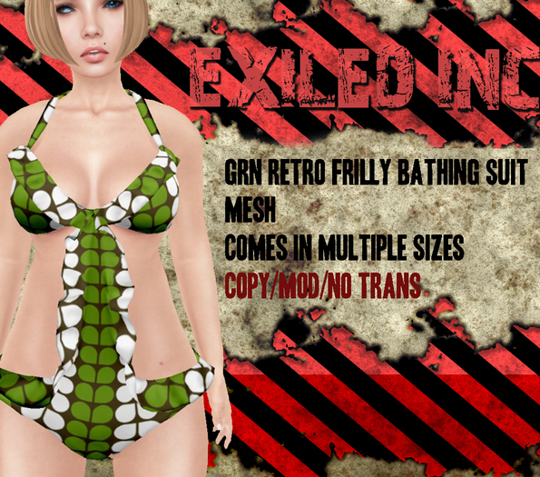 [Exiled Inc.] Retro Green Frilly Bathing Suit [MESH]