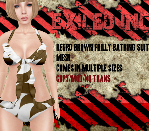 [Exiled Inc.] Retro Brown Frilly Bathing Suit [MESH]