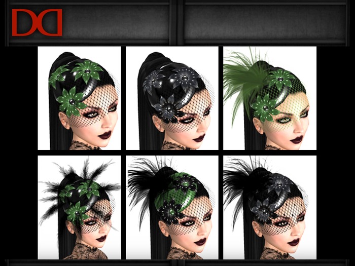 Latex cocktail hats set 1- dark green
