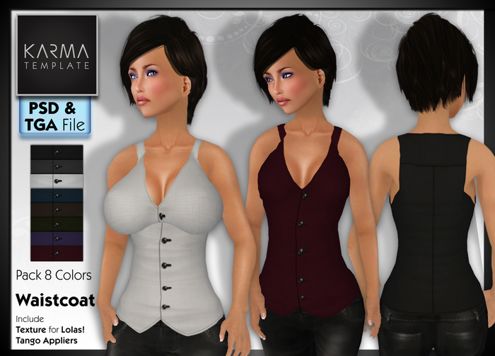 Karma Template - PSD & Tga - Waistcoat - 8 Colors