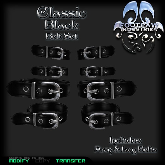 [FPI] Classic Belts Black - Upper Arm & Upper Leg Belt Strap Accessory
