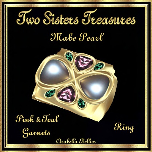 TST - MABE PEARL PINK TEAL GARNETS RING YG