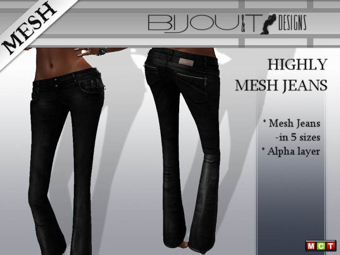 [BiJOU&T] Highly Mesh Jeans - black !!