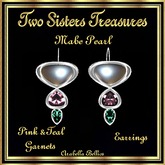 TST - MABE PEARL PINK TEAL GARNETS EARRINGS SILVER