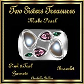 TST - MABE PEARL PINK TEAL GARNETS BRACELET SILVER