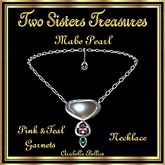TST - MABE PEARL PINK TEAL GARNETS NECKLACE SILVER