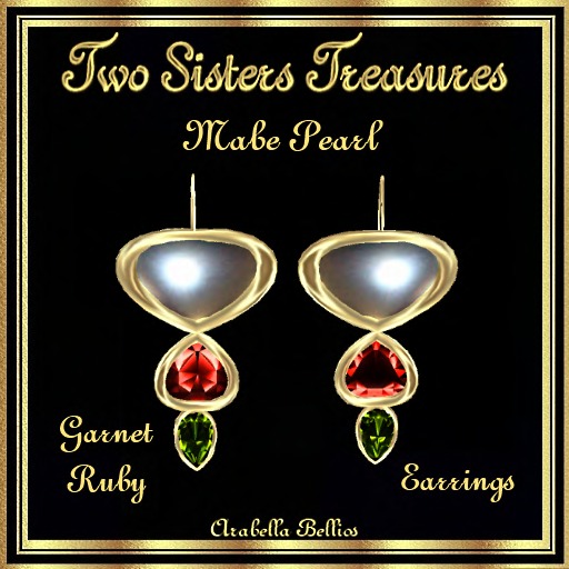 TST - MABE PEARL GARNET RUBY EARRINGS YG