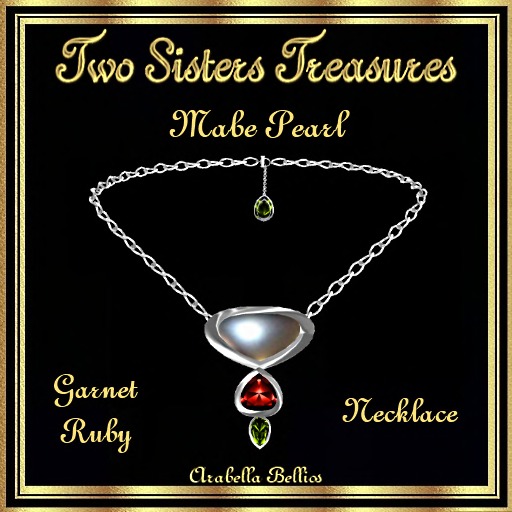TST - MABE PEARL GARNET RUBY NECKLACE SILVER