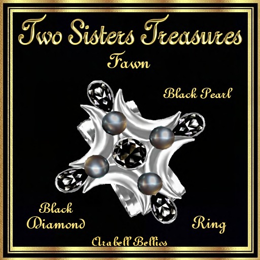 TST - FAWN BLACK DIAMOND BLACK PEARL RING SILVER