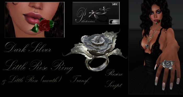 Dark Silver Little Rose Ring Box