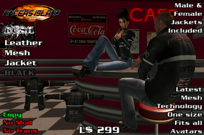 TG Racers Island Rush Leather Jacket Mesh-Black-BOXED