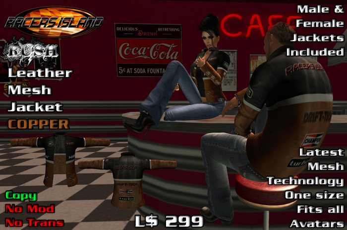 TG Racers Island Rush Leather Jacket Mesh-Copper-BOXED