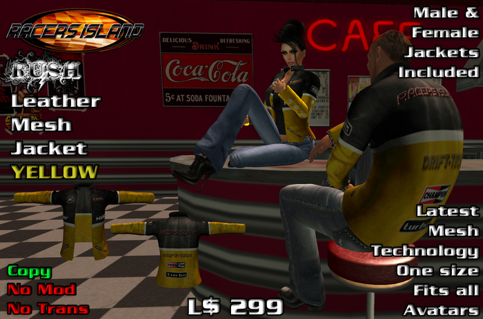 TG Racers Island Rush Leather Jacket MeshYellow-BOXED