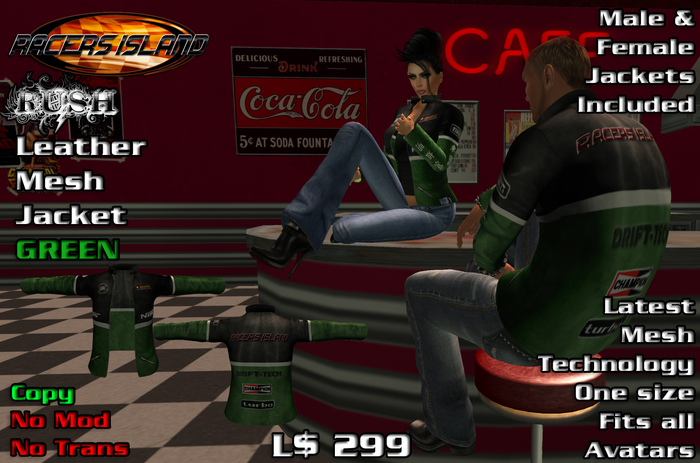 TG Racers Island Rush Leather Jacket Mesh-Black-BOXED