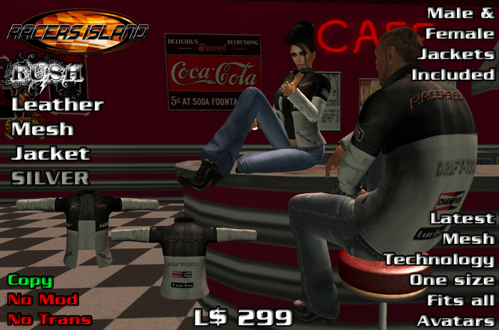 TG Racers Island Rush Leather Jacket Mesh-Silver-BOXED