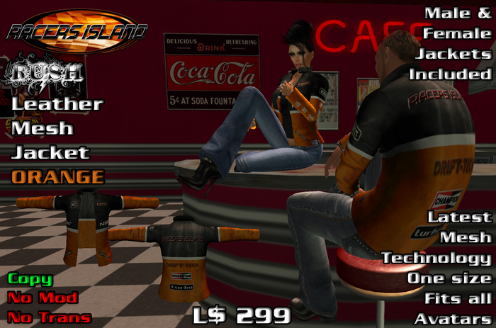 TG Racers Island Rush Leather Jacket Mesh-Black-BOXED