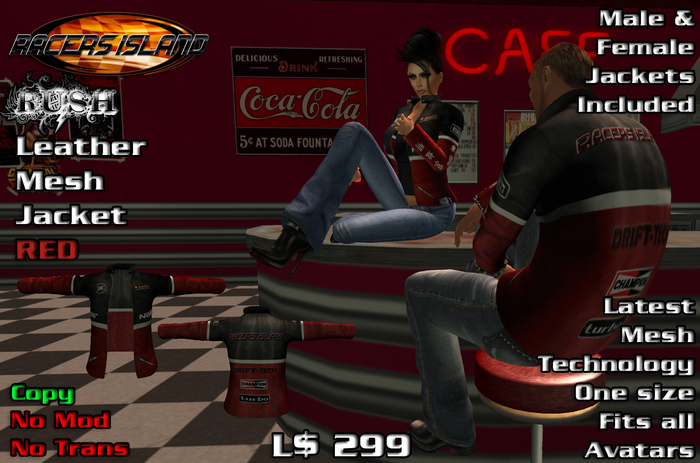 TG Racers Island Rush Leather Jacket Mesh-Red-BOXED