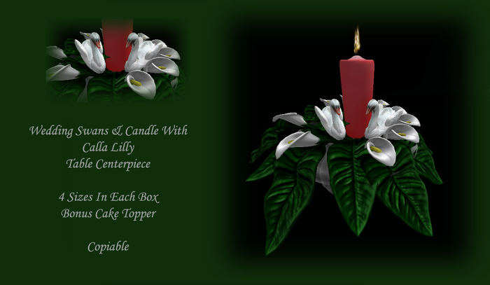 Red Swans/Calla Lily Candle Centerpiece/Cake Topper *CHB*