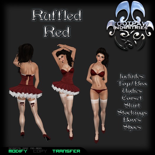 [FPI] Ruffled Red - Ensemble comes with shoes & Stockings to complete the Outfit