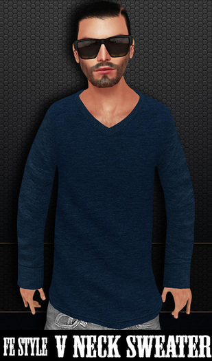 ::Fe Style:: Blue - V Neck Sweater