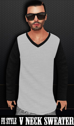 ::Fe Style:: Black & White - V Neck Sweater