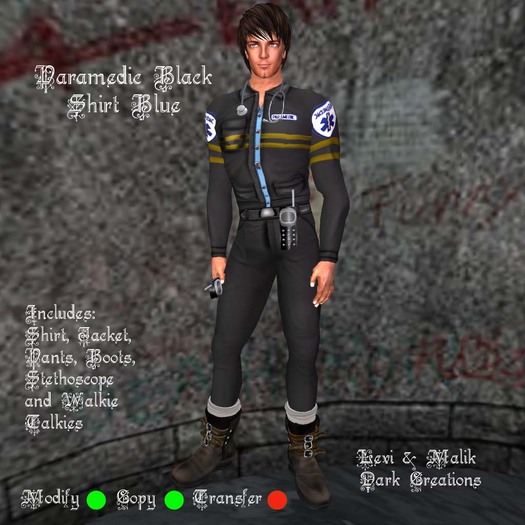 Paramedic Black Shirt Blue