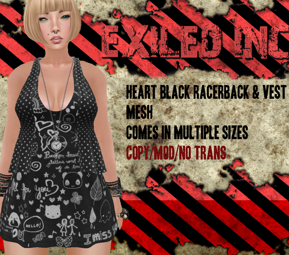[Exiled Inc.] <3 Black Racerback & Vest [MESH]