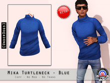 [UnderDogs] - Mika TurtleNeck Sweater - Blue - Mesh