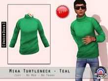 [UnderDogs] - Mika TurtleNeck Sweater - Teal - Mesh