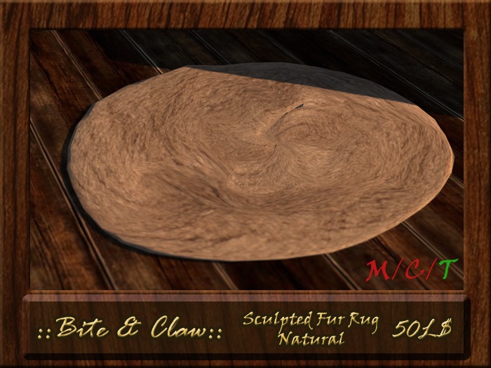 ::B&C:: Sculpted Fur Rug - Natural -  Perfect for Medieval and Fantasy Settings