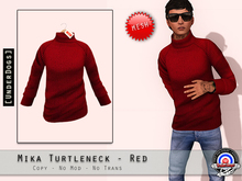 [UnderDogs] - Mika TurtleNeck Sweater - Red - Mesh