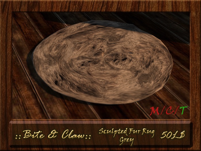 ::B&C:: Sculpted Fur Rug - Grey -  Perfect for Medieval and Fantasy Settings