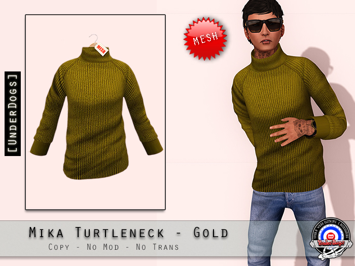 [UnderDogs] - Mika TurtleNeck Sweater - Gold - Mesh