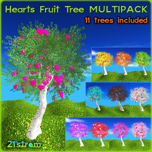 Valentine Love Tree MULTIPACK - 11 Trees with 3D hearts. SAVE more than 50%! Resizable, any heart color.