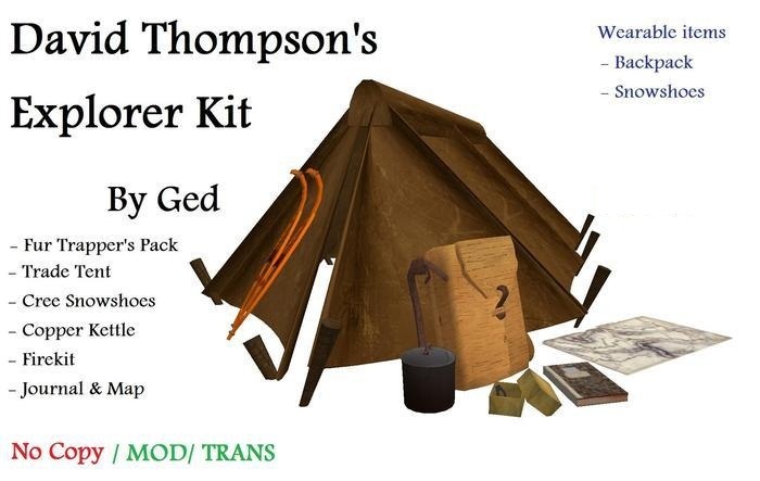 David Thompson's backpack & kit (C18th) Georgian tagSteampunk 