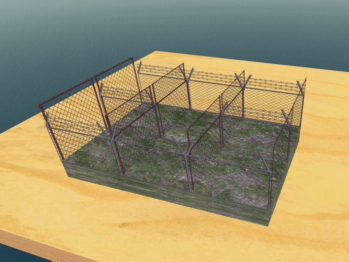 basic dog kennel on grass