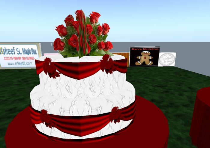 white roses wedding cake & table