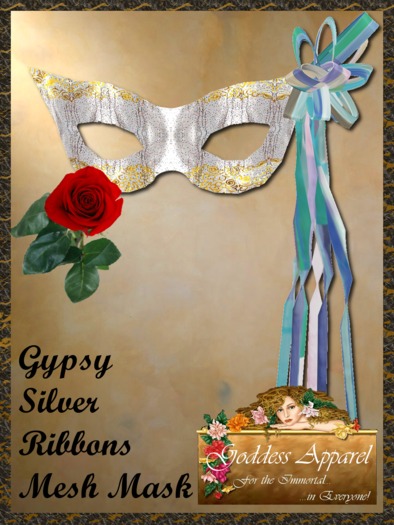 *Goddess* Gypsy SilverWhite Mesh Mask with Ribbons