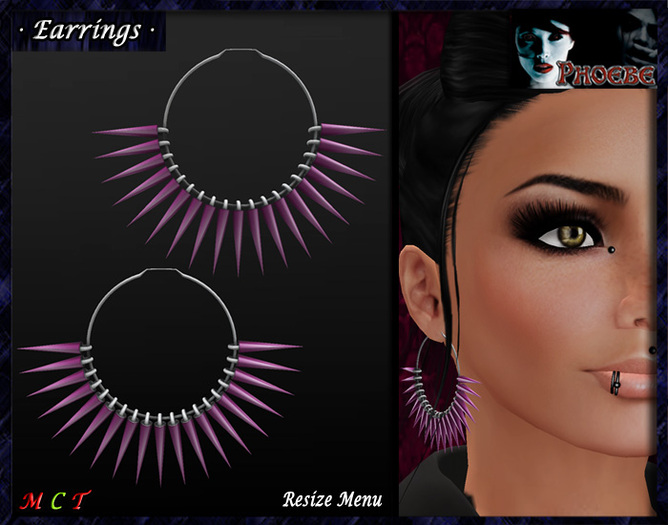 *P* Spikes MESH Earrings ~Silver-Pink~