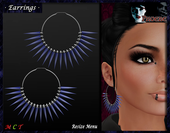 *P* Spikes MESH Earrings ~Silver-Blue~