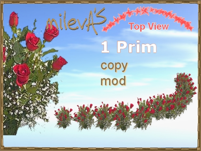 milevA's 1-Prim Multi 16 Curve Red Rose Baby Breath
