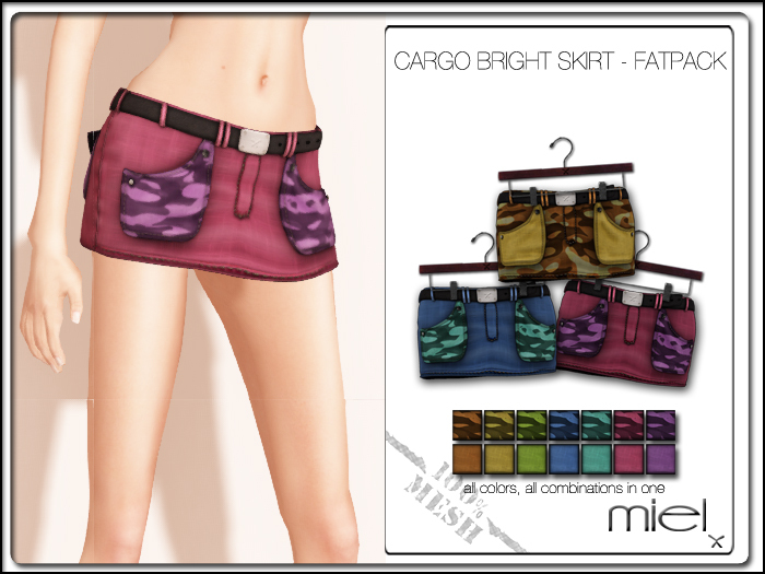 MIEL CARGO SKIRT BRIGHT - FATPACK (MESH)