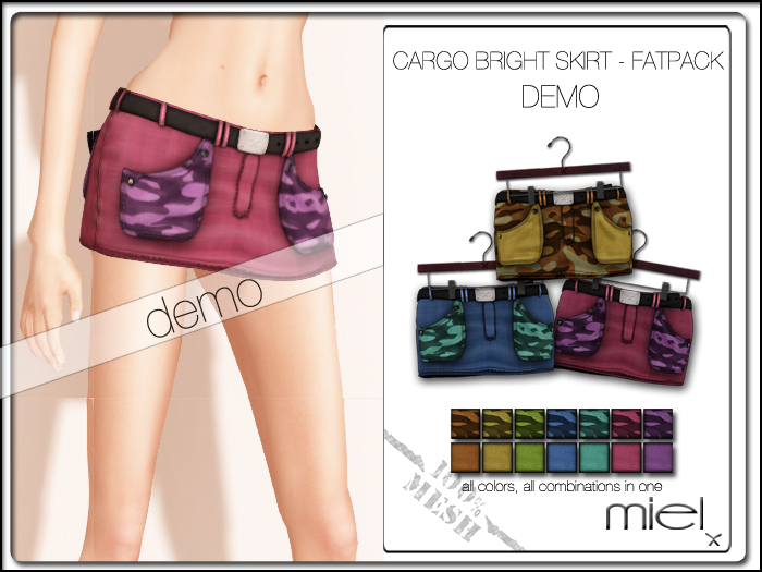 MIEL CARGO SKIRT BRIGHT DEMO - FATPACK (MESH)
